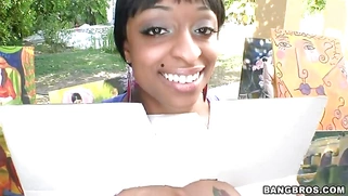 Black woman Carmen Hayes gets her triple E tits worshipped