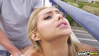 Veronica Leal gets assfucked standing on the bridge