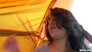 Abby Lee Brazil bangs her lucky boyfriend in a tent