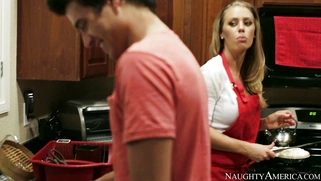 Nicole Aniston seducing her husband's friend in the kitchen