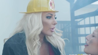 Firefighter Nicolette Shea caught Ricky with his cock in his hands