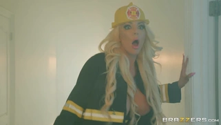 Firefighter Nicolette Shea caught Ricky with his cock in his hands