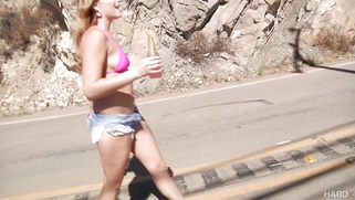 Mia Malkova walking outdoor demonstrating her sexy curves