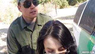 Sandra Luberc arrested by a border patrol agent offers him her pussy