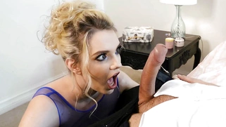Kenna James is sucking cock and licking balls