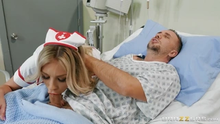 Nurse Carmen Caliente came to her patient and started sucking him