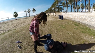 Julia Roca showing off her stretching skills outdoor