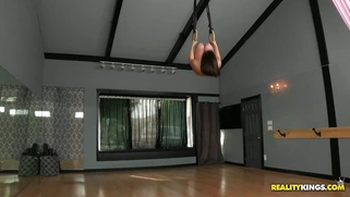 Lea Lexus showing off her acrobatic skills at her gym