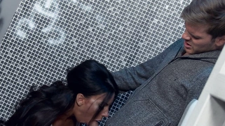 Slim Latina Elicia Solis goes some great head in a public restroom