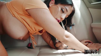 Latina Misty Quinn gets banged doggystyle in the car