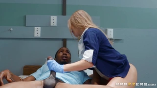Ashley Fires rides the black patient in the hospital