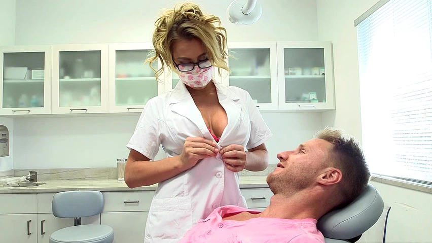 Busty nurse Corinne Blake seducing a patient