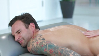 Dakota Skye massages Alex Legend and sucks his cock
