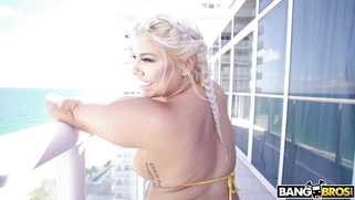 Ashley Barbie shows off her big ass on the balcony