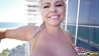 Ashley Barbie shows off her big ass on the balcony