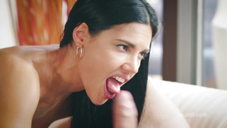 Apolonia Lapiedra rides the cock and gets cumshot in her mouth