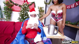 Mimi Curvaceous is sucking horny Santa's cock