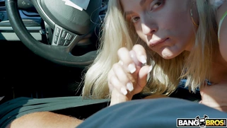 Blonde Sloan Harper is sucking cock in the car