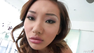 Devin DeRay has her submissive asian slave Alina Li suck the big dick
