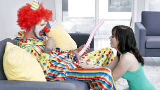 Alana Cruise is sucking cock and licking balls of the clown