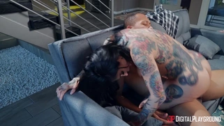 Joanna Angel rides Ricky Johnson in cowgirl position