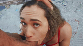 Briana Banderas guzzles the cock in POV outdoors
