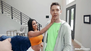 Luna Star is sucking the cock and her BF is watching