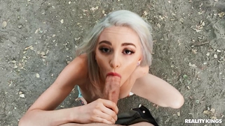 Blonde Lola Fae is sucking the cock in POV