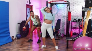 Sofia Lee and Angelo Godshack in the gym
