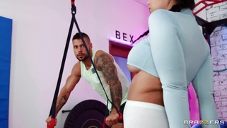 Sofia Lee and Angelo Godshack in the gym