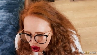 Yola Flimes in glasses is sucking the cock in POV