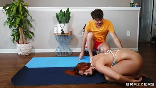 Redhead mom Siri Dahl does yoga