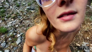 Molly Pills in sunglasses is sucking the cock in POV