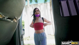 Selina Moon gets picked up outdoors