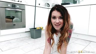 Danny D offers Misha Cross money to take off her clothing and clean naked