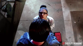 Bonnie Rotten in glasses is sucking Tommy Pistol's cock