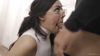 Whitney Wright in glasses is sucking the cock