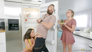 Tru Kait was almost caught sucking Xander's cock in the kitchen