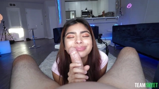 18yo Hazel Heart is sucking the cock in POV