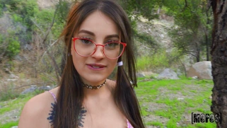 Maddy May in glasses is sucking the cock in POV