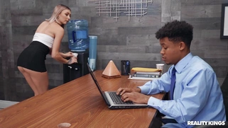 Chloe Temple is sucking Lil D's big dick in the office