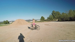 Huge breasted Euro slut Katerina gets naked and rides her bike