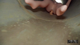 Rubi Rico gets her shaved pussy nailed outdoors