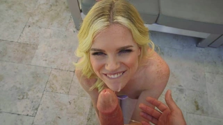 Blonde Nikki Sweet is sucking the dick in POV