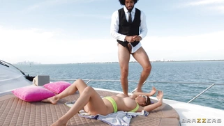 Alexis Fawx is sucking the giant black dick on the yacht