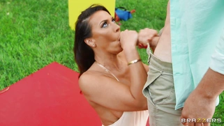 Rachel Starr on her knees is sucking Van Wylde's cock
