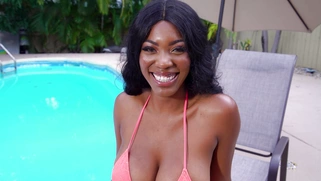 Jordy Love shows off her amazing big tits poolside