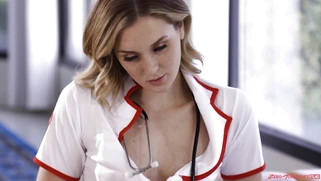 Charlotte Sins is posing in sexy nurse uniform