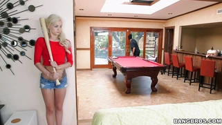 Elsa Jean hears a noise during masturbation and arms herself with a baseball bat