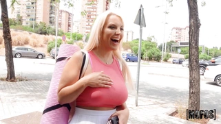 Blondie Fesser shows off her big ass and tits outdoors